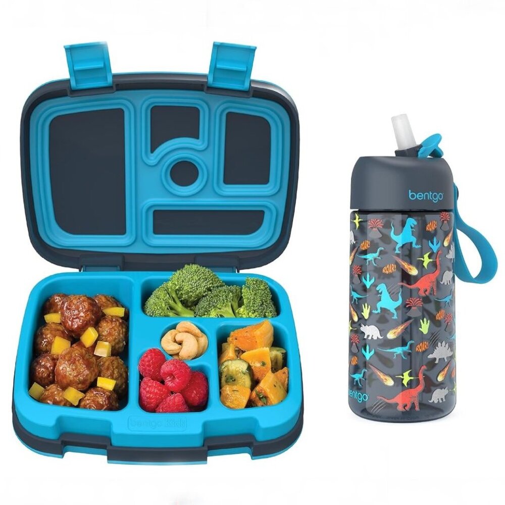 Bentgo Plastic Dinosaur Lunch Box with Water Bottle